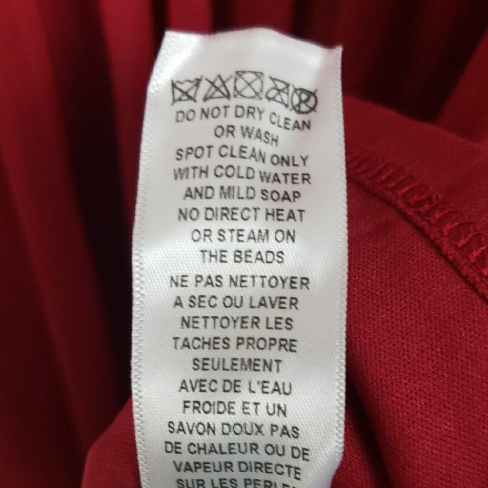 Adrianna Papell Cherry Red Dress 6 Strapless Ruched Empire Babydoll Beaded Prom - Picture 7 of 10